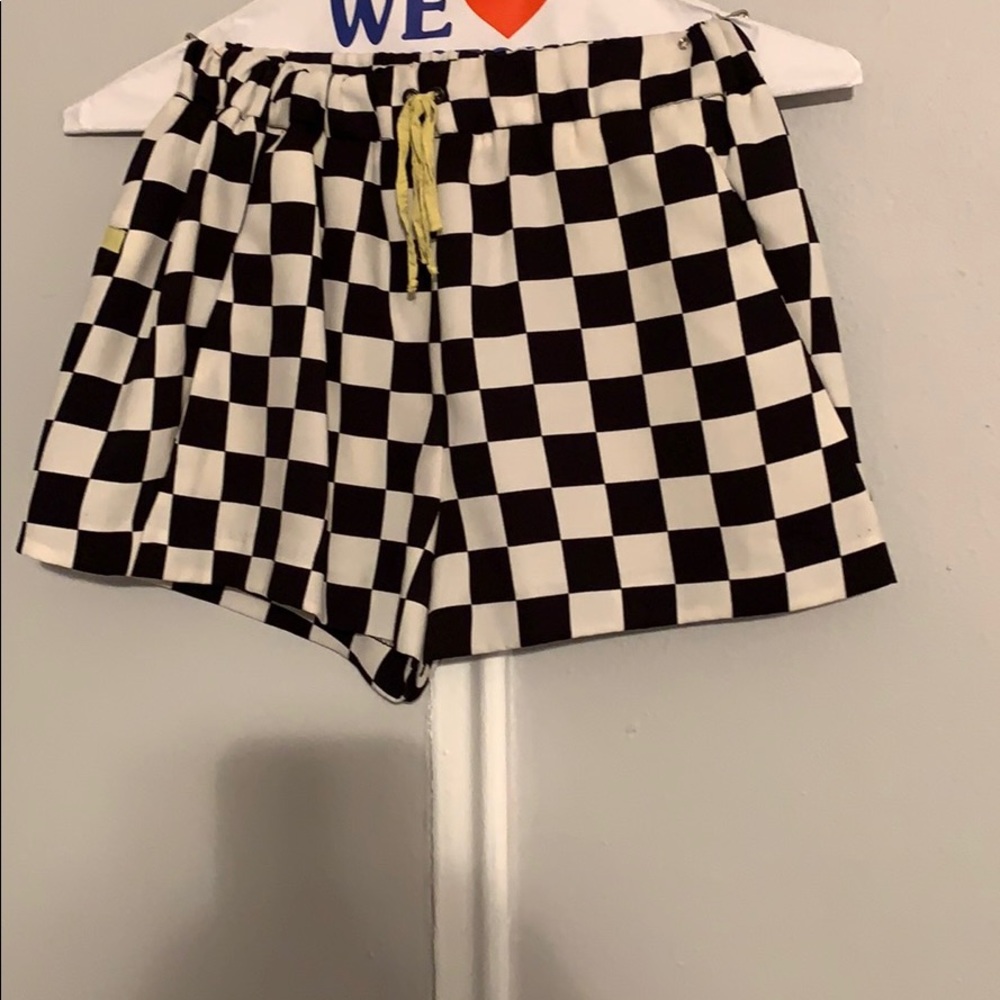 Zara black & white shorts with yellow accents